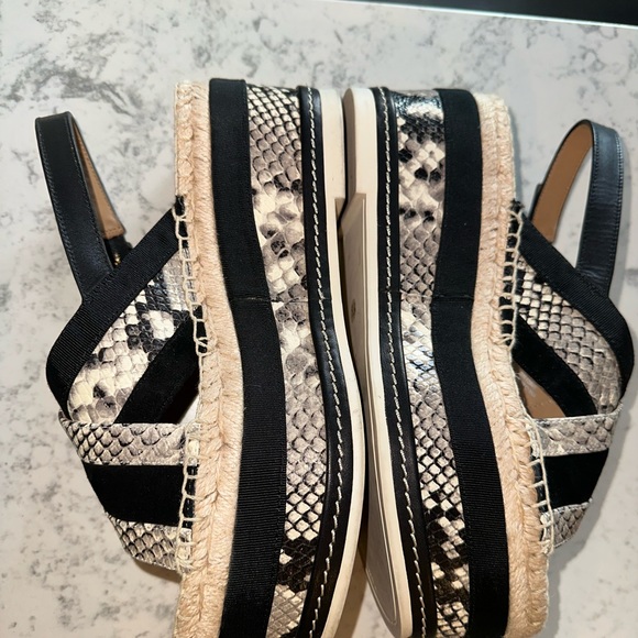Tory Burch Espadrilles High Platform Black and Snake Skin color sz 8.5 (8 1/2) - Picture 4 of 16